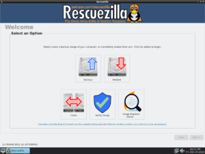 Rescuezilla disk seçim ekranı