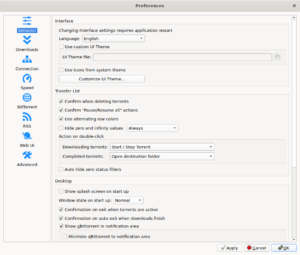qBittorrent seçenekler diyaloğu