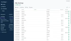 Actual Budget işlem yönetimi ekranı