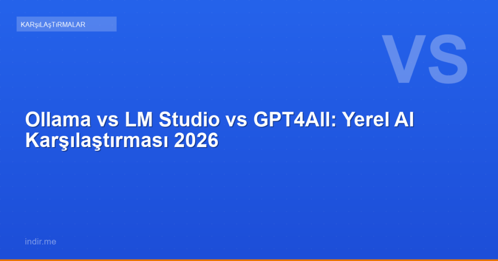 Ollama vs LM Studio vs GPT4All: Yerel AI Karşılaştırması 2026
