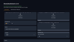ebook2audiobook web arayüzü ekranı