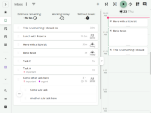 Super Productivity günlük program paneli